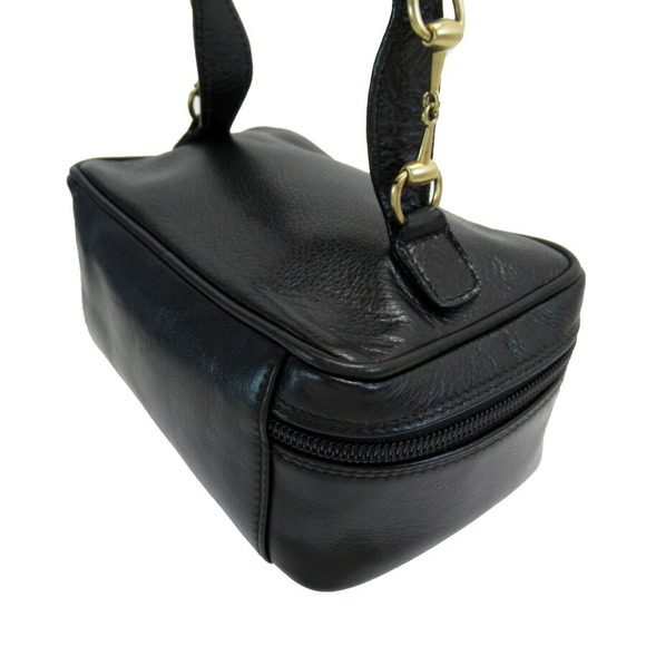 Gucci Horsebit Leather Suede Bag Vanity Black Bag - Picture 1 of 5